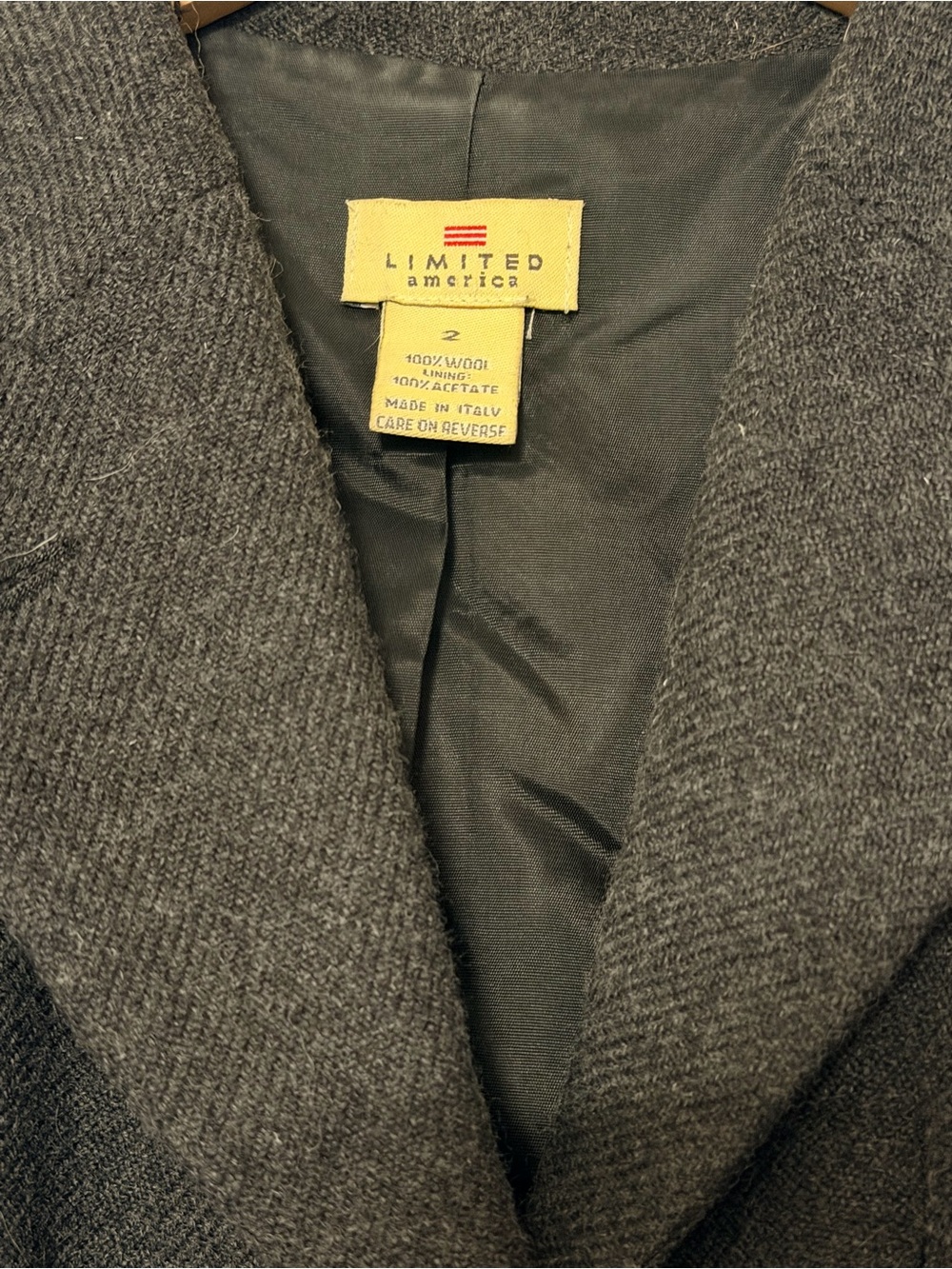 Limited America Charcoal Gray Women's Tailored Wool-Blend Blazer 2 - Picture 3 of 14